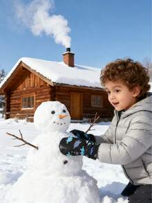 Nuovi guanti da sci per bambini - Tessuto impermeabile e ad asciugatura rapida, imbottitura termica per autunno e inverno, guanti spessi adatti per bambini da 2 a 4 anni, con stampa a cartoni animati