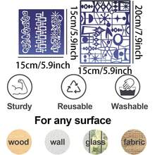 Szablony do rękodzieła, wielokrotnego użytku, szablony tekstur, abstrakcyjne tło, szablon do malowania na drewnianych meblach, karton, płótno, papier do scrapbookingu (16 szt.)