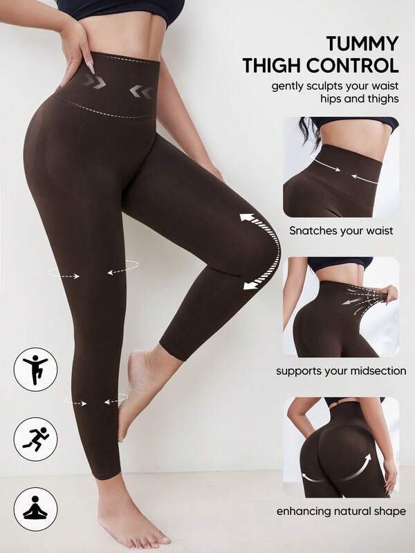 1 szt. Leginsy modelujące brzuch z wysokim stanem, spodnie do jogi z kompresyjnym podnoszeniem pośladków, bezszwowe legginsy do ćwiczeń, rozciągliwy materiał modelujący sylwetkę, do ćwiczeń na siłowni, biegania, fitnessu, do noszenia na co dzień