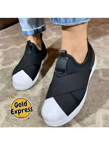 Women's Sports Sneakers Slip On Elastic Casual White Black 34 To 39 Soft And Light Comfortable Express Shipping! - 黑與白 - 查看 2