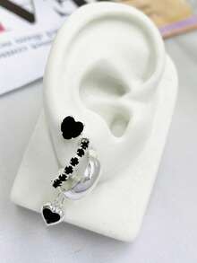 Trio Hoop Earring In 925 Silver Plated - 黑色 - 查看 3