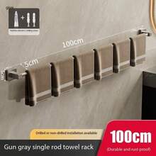 Gunmetal Gray Bathroom Towel Rack, Punch-Free, Wall-Mounted Bathroom Towel Hanging Rod And Storage Rack For The Washroom