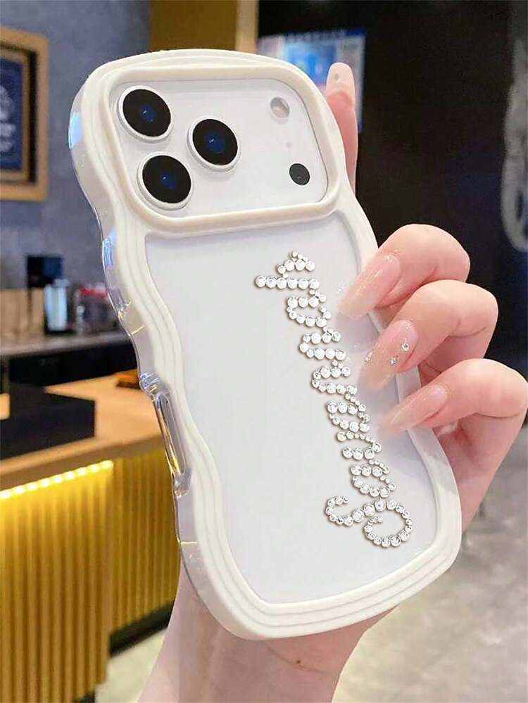 ピンクのキラキララインストーングリッターパーソナライズされた名前文字ラインストーンパターンカスタマイズされた透明iPhone 17 16 15 14 13 Pro Max対応耐衝撃保護カバー、シーズンピック、トラベルオーガナイザー春の誕生日プレゼント - マルチカラー - 見る 77