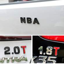 Car English Letter Metal Car Logo Trunk Sticker Number Plate Car Tail Decoration Car Body Sticker Modified Engine Capacity Label - Silver - View 6