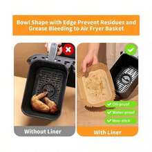 50pcs/100pcs Rectangular Air Fryer Paper Pad, Non Stick Parchment Paper, Oil Resistant Air Fryer, Disposable Oil Proof Air Fryer Paper, Anti Stick Tape Edge, Easy To Clean Baking Tray, Suitable For Air Fryers, Ovens, Microwave Ovens - Essential Kitchen Supplies For Thanksgiving And Holidays, Air Fryer Accessories