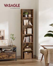 Bookcase, Bookshelf With 6 Shelves, For Living Room, Study, Office, Bedroom, Modern Style, Rustic Brown/Natural Beige - Rust Brown - View 1