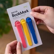 A Set Of 3 Silicone Bookmarks, Automatic Page Turning, Simple Style Pictographic Pen Holder, Memory Bookmark Record, Book Cover And Accessories Reading Tools, Multi-Function Reading Notebook Clip