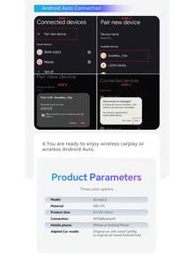 XUDA Acodo 2025 New Wireless CarPlay Android Auto 2 In 1 Mini Car Multimedia Player Box Wired To Wireless Car Adapter Maintains Original Car Functions Wireless Connection Plug And Play Suitable For 99% Of Original Cars