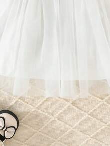 2 Stücke/Set Baby Mädchen Lässig Schneeflocken Muster Strickjacke und Schleife Tüll Kleid Outfit