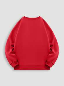 2025 Fall&Winter New Arrivals, Christmas&Cartoon Cat Print,Women's Oversized Fit Sweatshirt,For Night Out/Holiday/Office/Home/Daily/Photoshoot/Street/Travel/Brunch/Country Conc - Bright Red - View 2