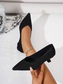 Zapatos de tacón de aguja de tacón de gatito para mujer, zapatos de trabajo minimalistas y elegantes