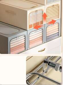 Caja de almacenamiento de tela gruesa, cesta de almacenamiento de ropa y pantalones, artículos diversos de dormitorio, cesta de lavandería, caja de almacenamiento, caja de almacenamiento, caja de almacenamiento de armario, caja de almacenamiento de cajón, sala de almacenamiento de vestidor, sala de almacenamiento de vestidor,Vuelta al colegio - Beis - Ver 5