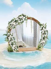 100 سم زهور وردية بيضاء اصطناعية فاخرة، زهور ديكور لحفل الزفاف، مركز طاولة الزفاف وخلفية الجدار والقوس ، ديكور الحفلات والحدائق والخارج