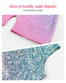 MENKEY Gymnastics Leotard - Various Styles - Children's One-Piece Style - Professional Tight-Fitting Suit - Bicycle Tight Suit - Suitable For Children's Clothing - Girl's Halloween - Chuyển màu xanh lam, xanh lá cây và hồng - Xem 2