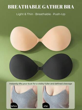 1/2 P Pcs Women's Adhesive Silicone Invisible Push-Up Strapless Bras | Instant Breast Lift, Suitable For Backless Evening Gowns And Special Occasions