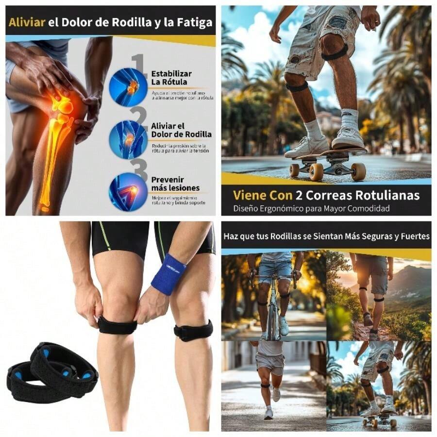 Las rodilleras deportivas paquete de 2 ofrecen soporte para la banda rotuliana, siendo ortopdicas y perfectas para deportes como correr, ftbol, baloncesto y voleibol - inicial - Ver 1