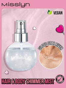 MISSLYN Shimmering Hair Fragrance Mist, Highlighter Hair Fragrance Mist, Body Glitter Spray, Luminous Hair Fragrance Mist, Multi-Purpose Shimmering Highlighter Spray, Shimmering Spray, Friday Party, Party Makeup - #1 Gilded Star River - View 1