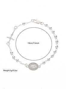 1 pieza Pulsera religiosa de la Virgen María con cuentas hechas a mano con láser y pulsera de la Virgen María con cuentas lisas, adecuada para regalar a amigos y usar a diario o en ocasiones, para mujeres