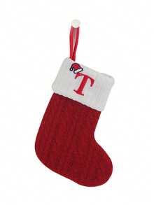 1 pezzo Calza natalizia lavorata a maglia con monogramma, calza natalizia piccola con lettere inglesi, calza natalizia appesa al camino a doppia faccia, per decorazione di feste, regali di Natale e Capodanno, calza natalizia personalizzata con iniziale, decorazioni natalizie per la famiglia, decorazioni per feste di compleanno, decorazioni natalizie per la casa, decorazioni per la stanza