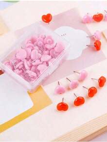 100pcs Multicolor Heart Shape Push Pins, Thumb Tacks,Suitable For Cork Board,Wall Hanging, Bulletin Board, Christmas Decoration, Holiday Gifts, Valentine's Day Gifts