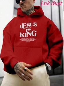 Y2K "Jesus: The Way, Truth, Life – Vintage Faith Hoodie" Print,250g Polyester Men's And Women's Clothing Casual And Cozy Hoodies Leyo,  Long Sleeve Hooded Sweatshirt, Casual Versatile Top For Autumn Winter - 紅色 - 查看 2