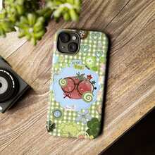 Kawaii Tomato Love Bug  Case |   Cute Green Gingham Aesthetic Phone Cover |   Vintage Cartoon Fruit Design For  7 8 X 11 12 13 14 15 16 And  S21 S22 S23 S24 - 混合色1 - 查看 5