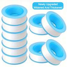 Praktyczna, minimalistyczna, biała, metalowa taśma uszczelniająca w ciasnym owinięciu, niebiesko-biała, plastikowa, na szpuli, doskonała do naprawy domowej instalacji wodno-kanalizacyjnej, montażu baterii kuchennych, podłączania armatury łazienkowej i uszczelniania rur przemysłowych