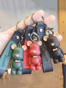 1 件休闲酷炫机械泰迪熊钥匙扣，个性化汽车钥匙圈，卡通 3D 小雕像包饰汽车配件学校可爱哥特 Y2k