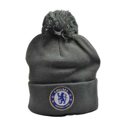 Chelsea FC Knitted Bobble Hat (Dark Grey) - 100% Acrylic - (BS5643)