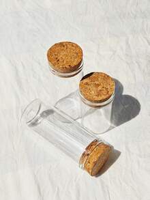 6 pièces/30 mm Bouteilles capsules à bouche droite en bois, petites bouteilles en verre avec bouchons en bois, bouteilles réglementaires transparentes, bouteilles décoratives artisanales, bouteilles de rangement pour cadeaux, mini bouteilles en verre, petites bouteilles.