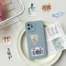 50张水彩贴纸套装，可爱日记贴纸，花卉贴纸，防水乙烯基贴纸，适用于水瓶、笔记本电脑、手机、行李箱、笔记本、冰箱等。 - L - 查看 3