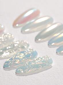8pcs/Set Holographic Nail Powder, Starry Sky Theme Holographic/Shimmery Powder, Captivating, Suitable For Spring & Summer, For Women & Girls, Professional Nail Salon Use - 彩色 - 查看 3