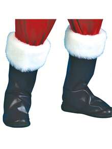 7pcs/Set Thick Velvet Santa Claus Costume, Adult Plus Size Santa Suit For Christmas Performance - Red - View 4