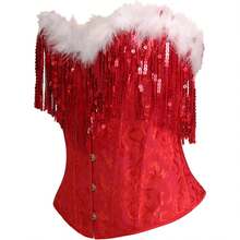 Women's Waist Cincher Bustier Boned Corset With  Design In 2025 - Red Christmas - View 2