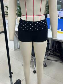Women Dot Print Tight Shorts Low Elastic Waist Mini Summer Shorts  Streetwear For Party Outdoor - 深藍色 - 查看 5