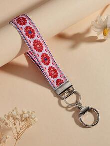 1 Piece Of Zinc Alloy Key Chain, Key Chain, Bag Charms, Keychain Accessories,Wrist Key Chain, Printed Webtape Key Chain, Women's Car Key Chain, Women's Bag And Pendant Key Chain, Universal Key Chain, Women's Fashion Key Chain (Due To Different Shooting Light Angles, There May Be A Slight Color Difference. The Actual Product Shall Prevail.) - 紅色 - 查看 8
