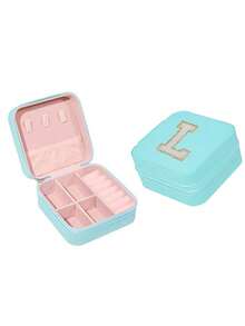 1 pieza Caja de almacenamiento de joyas de viaje portátil, Estuche de joyas de PU, Organizador de joyas de gran capacidad, Bandeja de exhibición de joyas, Soporte para anillos, Soporte para perfumes, Material PU resistente al agua y a la oxidación para proteger eficazmente sus joyas, Adecuado como regalo para madres, mujeres, maestros, amigos y familiares