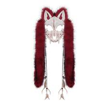 Halloween Carnival Fashion Animal Mask Fox Mask With Fake Fur Head Costume COS Werewolf Mask - Dark Grey - View 6