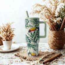 1200ml Birds Thermal Cup – Hydration With An Explosion Of Colors And Tropical Style! - 綠色 - 查看 4