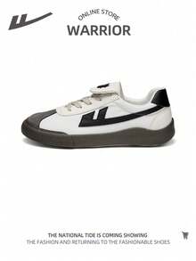WARRIOR 1 双女式撞色休闲运动鞋，简约时尚百搭系带设计 - 白/深灰/黑 - 查看 1