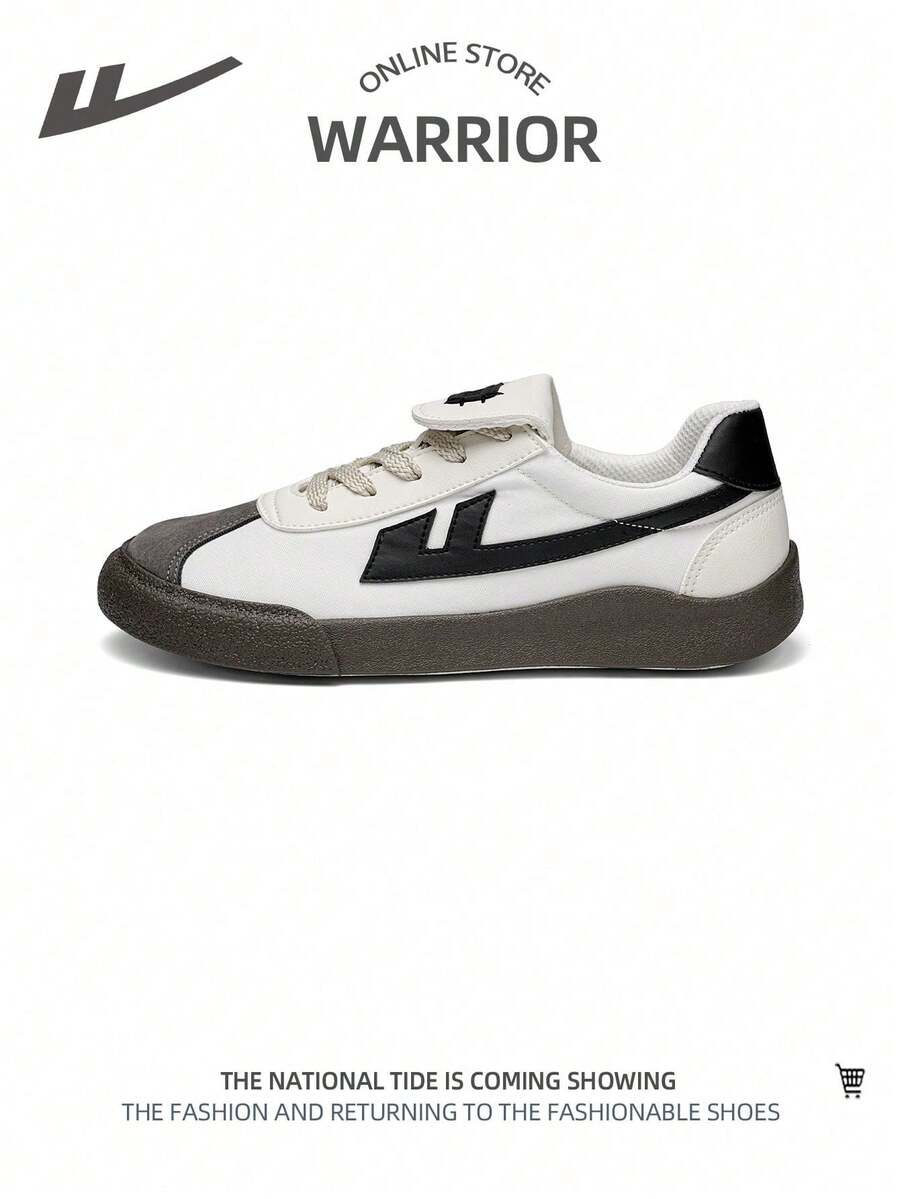 WARRIOR 1 双女式撞色休闲运动鞋，简约时尚百搭系带设计 - 白/深灰/黑 - 查看 1