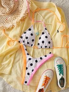 Bộ đồ bơi bikini chấm bi buộc dây gợi cảm đi biển mùa hè cho nữ - Nhiều màu - Xem 5