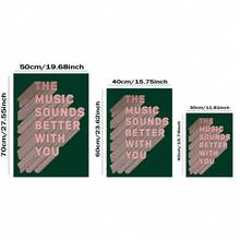1pc, The Music Sounds Better With You Canvas Prints, Pink Bold Text Poster Wall Decor, Retro Dark Green Background Posters And Prints, For Contemporary Home Decoration Canvas Poster, Dormitory, College Apartment, Kitchen, Living Room, Office, Wall Decor, Frameless Art Print - Multicolor - View 5