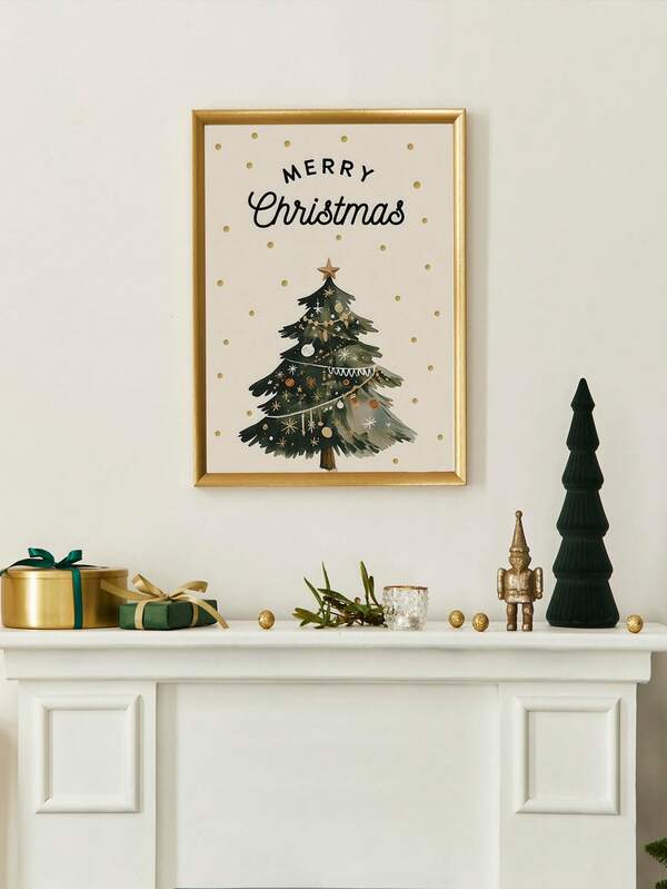 1 Piece Christmas Tree Posters Merry Christmas Hanging Picture Holiday Art Print Vintage Wall Artwork Winter Wall Prints Christmas Room Decoration Living Room Wall Decor Christmas Gift No Frame Home Decor Christmas Decorations