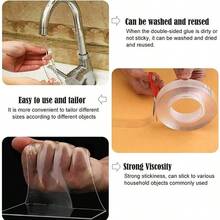 Double-Sided Tape Heavy Duty, Multi-Purpose Removable Installation Traceless Gel Tape, Fix Carpets, Kitchen Utensils, LED Light Strips, Posters, Party And Wedding Decorations - trong suốt - Xem 4