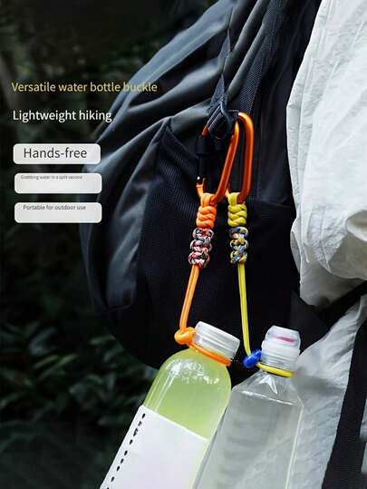 Multifunctional Outdoor Camping Accessory, Durable Braided Rope Keychain With Anti-Loss Strap And Water Bottle Hook, Multi-Functional Hiking Backpack Buckle, Portable Water Bottle Lanyard For Hiking, Camping, Cycling, Beach, Etc