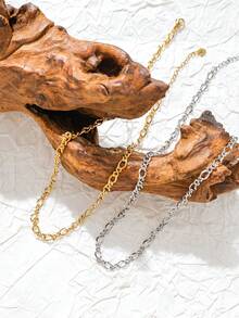 1 قلادة سلسلة عنق مجدولة مخصصة، سلسلة عنق من الفولاذ المقاوم للصدأ مناسبة للاستخدام اليومي للنساء، هدية عيد ميلاد أو عطلة للأم أو الصديقة أو الصديق