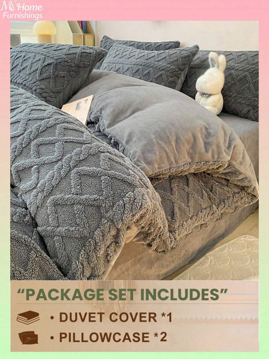 Set de lenjerie de pat 3 piese - 1 husă de pilotă și 2 fețe de pernă, textil moale și confortabil pentru casă, culori multiple, decor simplu și la modă pentru dormitor, cămin, lavabil la mașină, fără umplutură - set de huse de pilotă din blană artificială/fleece, dimensiune Twin/Full/King/Queen, pentru acasă