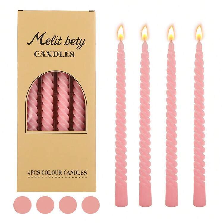 4 peças Velas Regulares Cônicas de 10 polegadas, Série de Cores Rosa Claro/Escuro/Desbotado, Adequadas para Decoração Doméstica, Decoração de Casamento, Decoração de Mesa de Jantar, Presentes para Melhores Amigos, Presentes para Mulheres, Presentes de Inverno, Decoração de Aniversário, Jantar à Luz de Velas, Porta-Velas, Banquete, Casamento, Dia dos Namorados, Velas Sem Perfume, Decorações Românticas, Todas as Estações - Multicolorido - Visão 18
