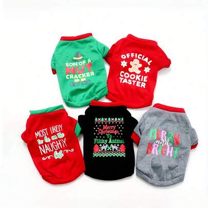 5件套宠物圣诞服装，猫狗运动衫，适合中小型犬和猫，泰迪，博美犬，比熊犬
